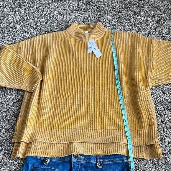 Topshop Womens Sweater Mustard Waffle Knitted Funnel Neck Ribbed Size 8/10 - Picture 7 of 8